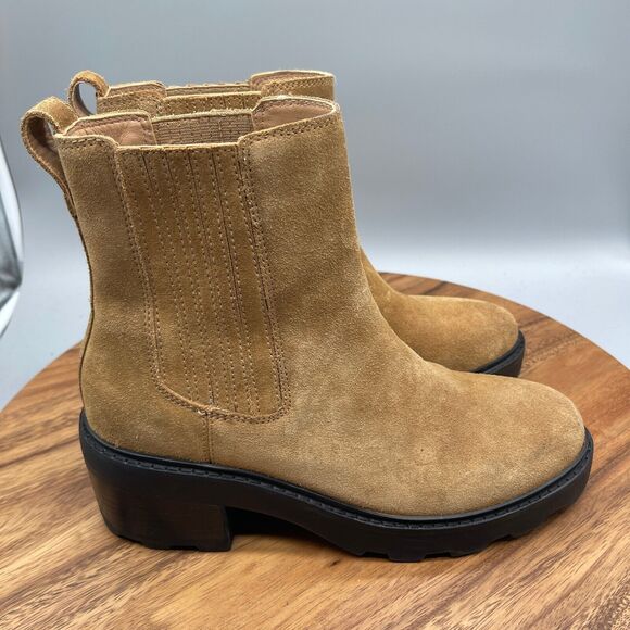Madewell The Gwenda Boots Womens Size 9 Platform Chelsea Lugsole Brown Suede - Picture 1 of 8